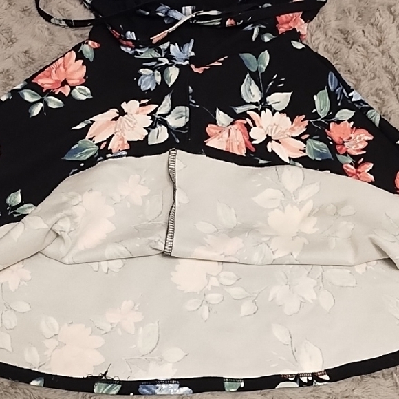 Trixxi Thin Strap Black Dress with Pink and Blue Floral Pattern - Picture 10 of 10